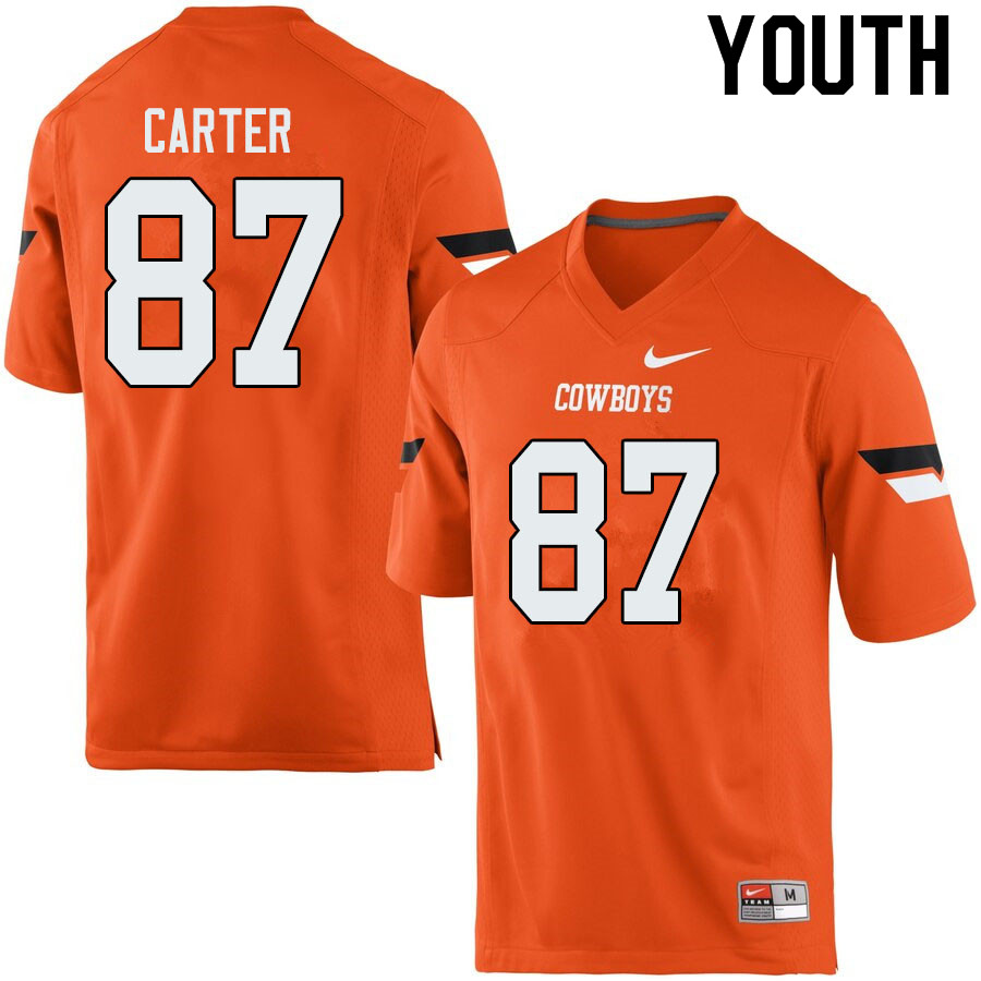 Youth #87 Logan Carter Oklahoma State Cowboys College Football Jerseys Sale-Orange